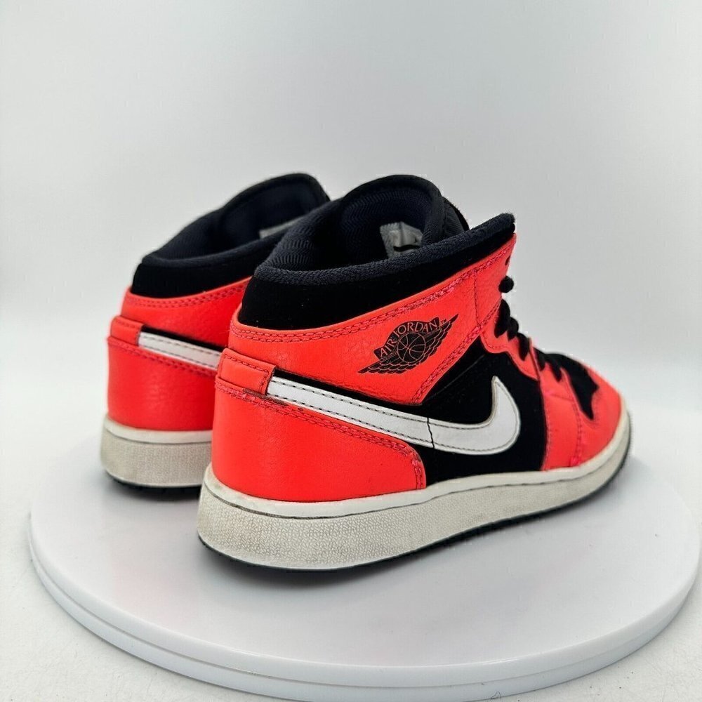Nike Air Jordan 1 Mid Youth Size 4.5Y 554725-061 Infrared Black White Shoes - Picture 5 of 13